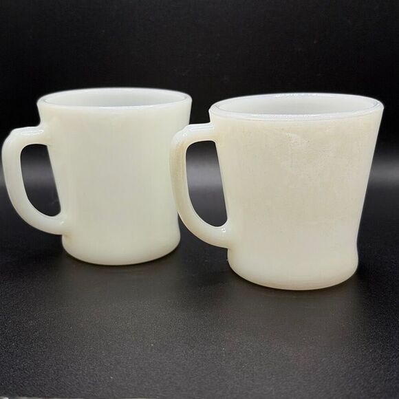 Fire King Other - Vintage Fire King White Milk Glass Set of 2 Coffee Mugs 8oz USA 1950's